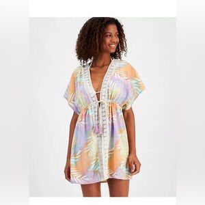 NWT Miken
Women's Printed Tie-Waist Crochet-Trim Cover Up size XS